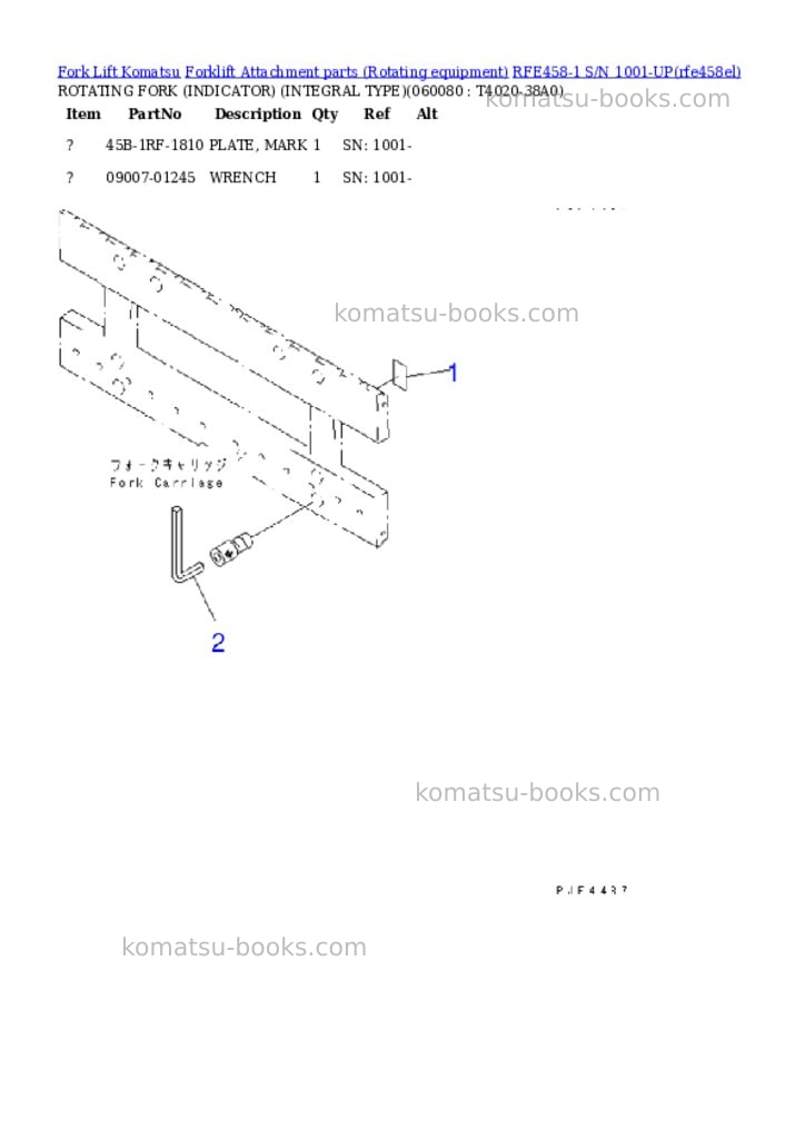 Komatsu RFE458-1 S/N 1001-UP Parts catalog cover Page 8