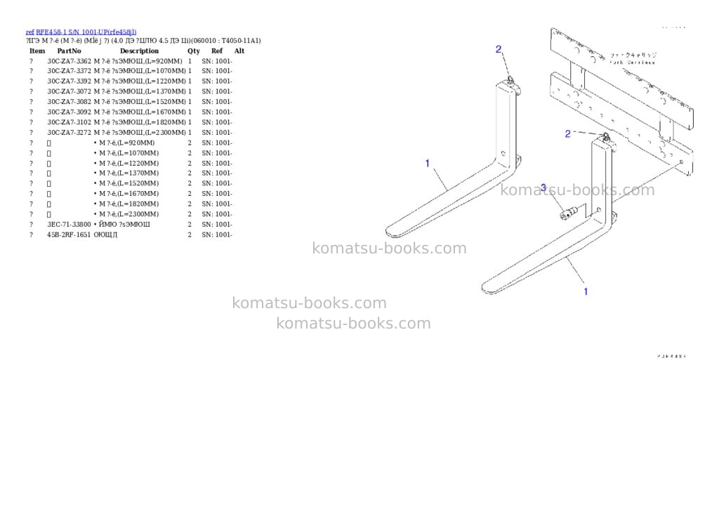 Komatsu rfe458-1 s/n 1001-up Parts catalog cover Page 10 Komatsu rfe458-1 s/n 1001-up Parts catalog cover Page 10