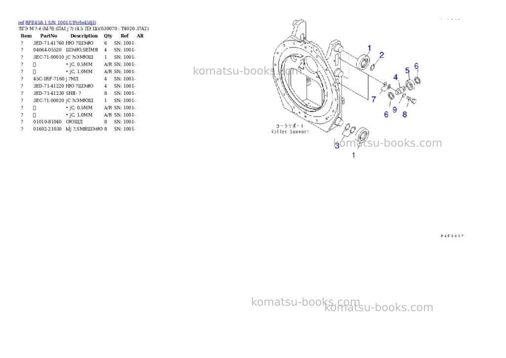 Komatsu rfe458-1 s/n 1001-up Parts catalog cover Page 6 Komatsu rfe458-1 s/n 1001-up Parts catalog cover Page 6