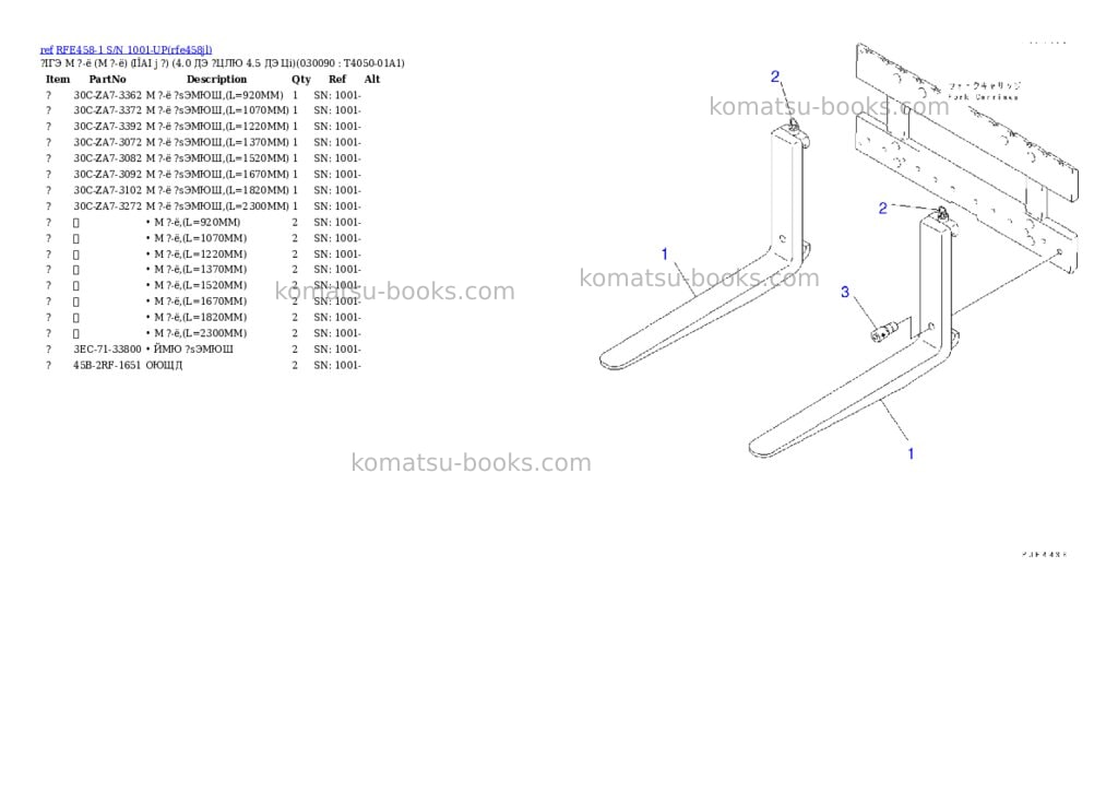 Komatsu rfe458-1 s/n 1001-up Parts catalog cover Page 8 Komatsu rfe458-1 s/n 1001-up Parts catalog cover Page 8