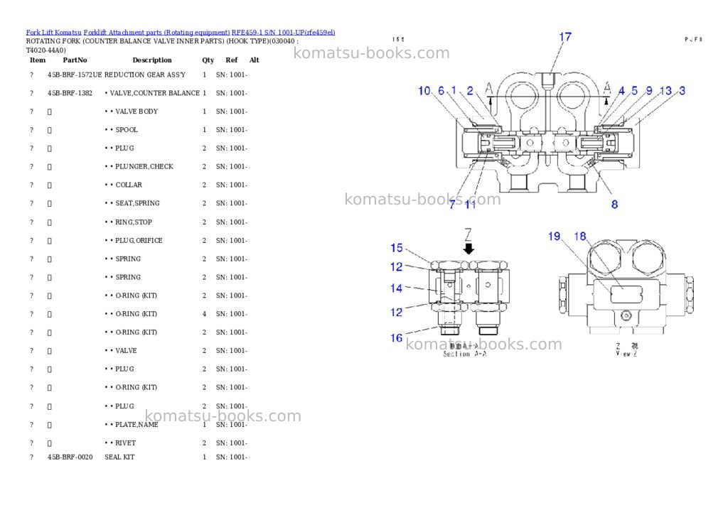 Komatsu rfe459-1 s/n 1001-up Parts catalog cover Page 3 Komatsu rfe459-1 s/n 1001-up Parts catalog cover Page 3