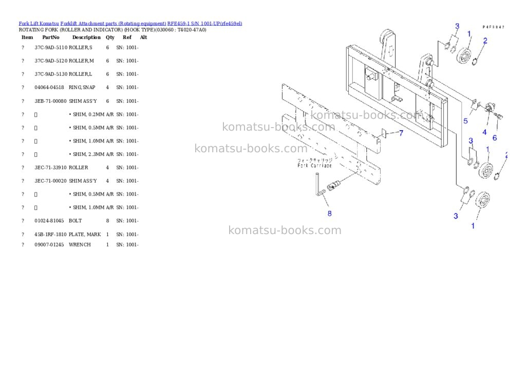 Komatsu rfe459-1 s/n 1001-up Parts catalog cover Page 5 Komatsu rfe459-1 s/n 1001-up Parts catalog cover Page 5
