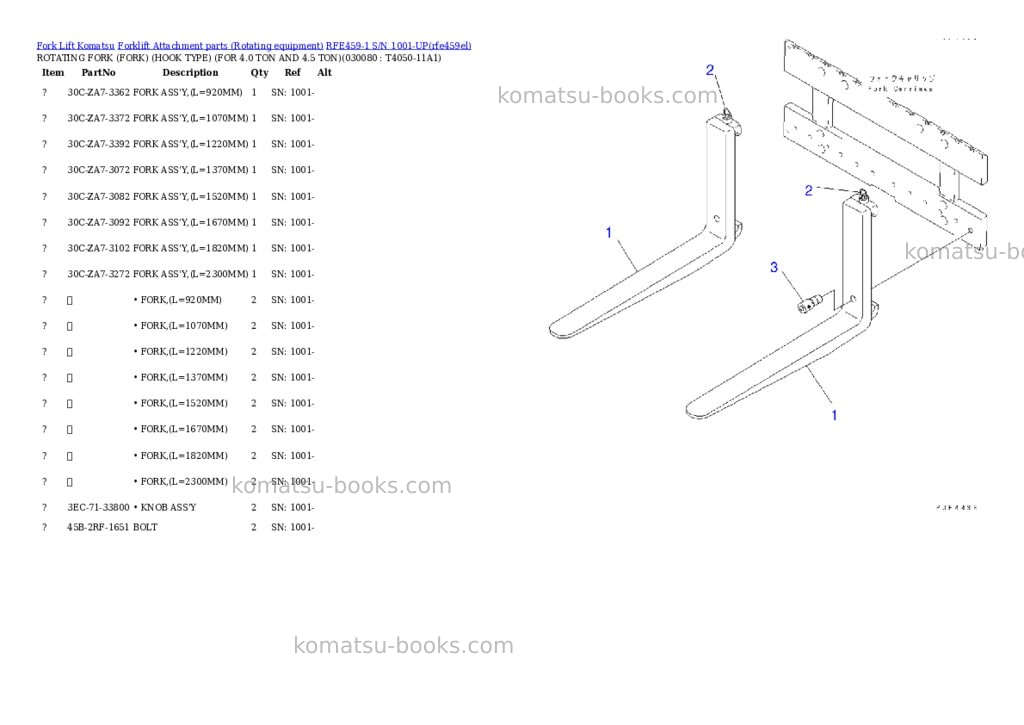 Komatsu rfe459-1 s/n 1001-up Parts catalog cover Page 7 Komatsu rfe459-1 s/n 1001-up Parts catalog cover Page 7