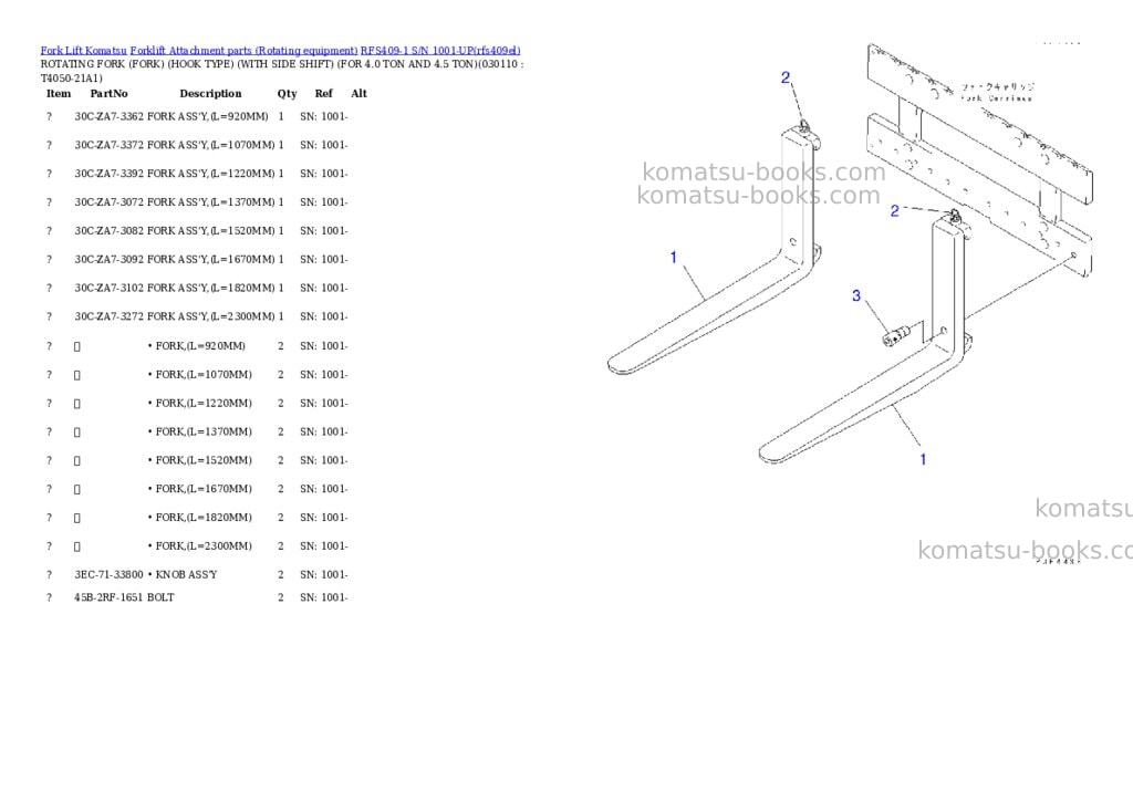 Komatsu rfs409-1 s/n 1001-up Parts catalog cover Page 10 Komatsu rfs409-1 s/n 1001-up Parts catalog cover Page 10