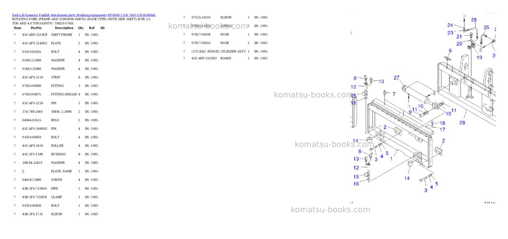 Komatsu rfs409-1 s/n 1001-up Parts catalog cover Page 6 Komatsu rfs409-1 s/n 1001-up Parts catalog cover Page 6