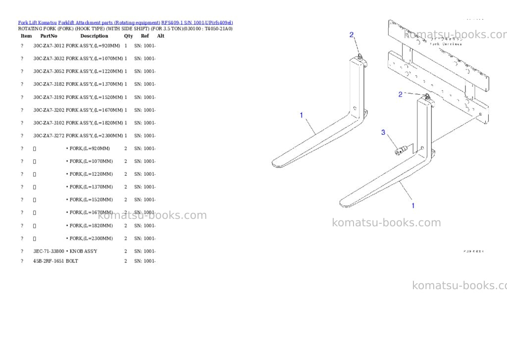 Komatsu rfs409-1 s/n 1001-up Parts catalog cover Page 9 Komatsu rfs409-1 s/n 1001-up Parts catalog cover Page 9