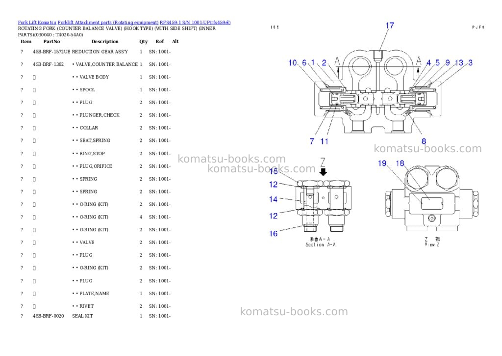 Komatsu rfs459-1 s/n 1001-up Parts catalog cover Page 3 Komatsu rfs459-1 s/n 1001-up Parts catalog cover Page 3