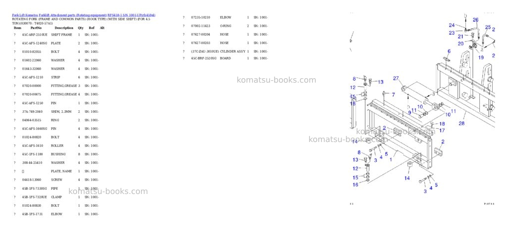 Komatsu rfs459-1 s/n 1001-up Parts catalog cover Page 6 Komatsu rfs459-1 s/n 1001-up Parts catalog cover Page 6