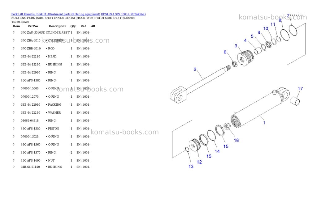 Komatsu rfs459-1 s/n 1001-up Parts catalog cover Page 8 Komatsu rfs459-1 s/n 1001-up Parts catalog cover Page 8