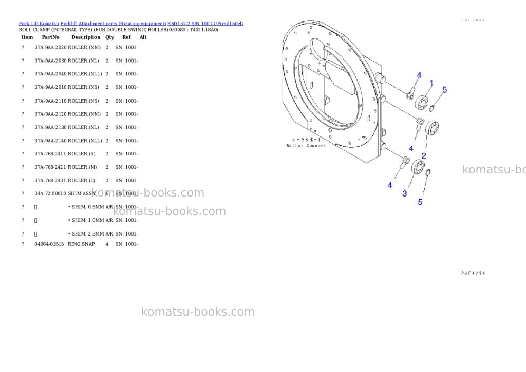 Komatsu RSD157-2 S/N 1001-UP Parts catalog cover Page 7