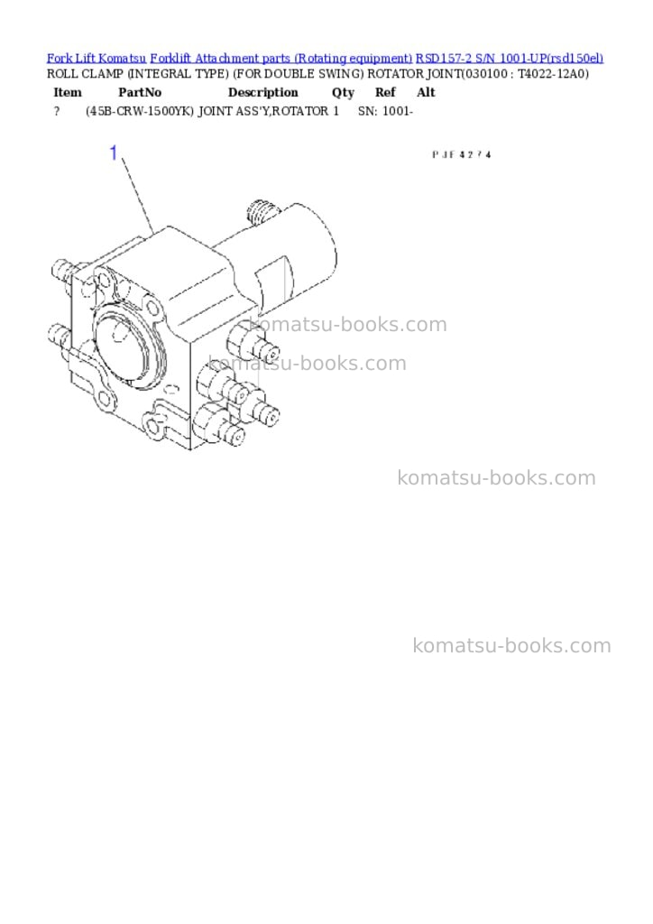Komatsu RSD157-2 S/N 1001-UP Parts catalog cover Page 9