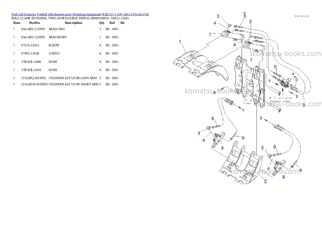 Komatsu rsd157-1 s/n 1001-up Parts catalog cover