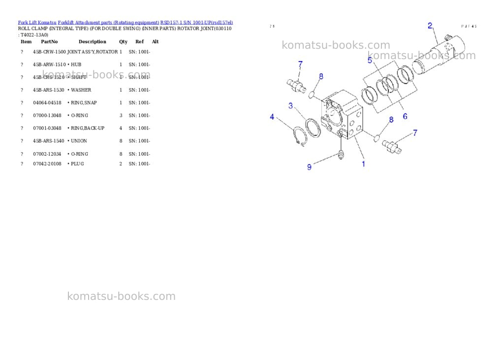 Komatsu rsd157-1 s/n 1001-up Parts catalog cover Page 10