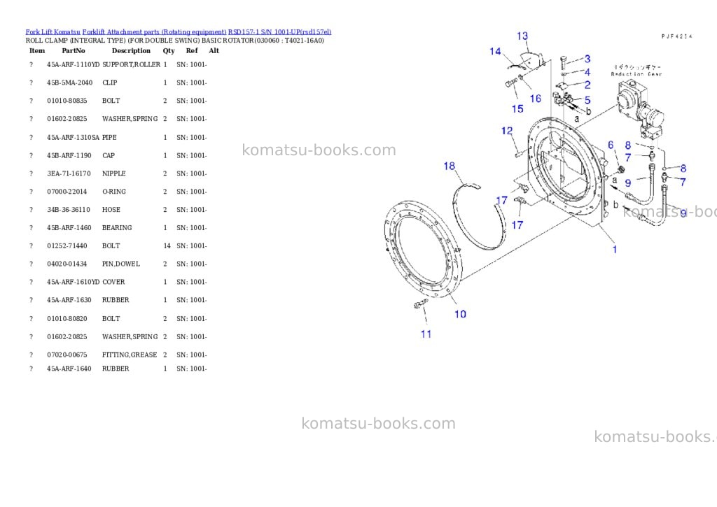 Komatsu rsd157-1 s/n 1001-up Parts catalog cover Page 5