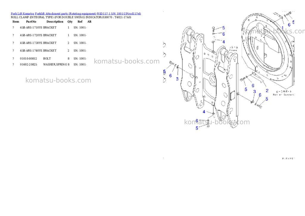 Komatsu rsd157-1 s/n 1001-up Parts catalog cover Page 6