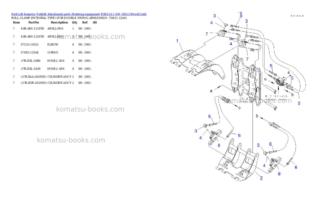 Komatsu rsd253-1 s/n 1001-up Parts catalog cover Komatsu rsd253-1 s/n 1001-up Parts catalog cover