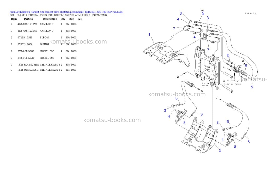 Komatsu rsd303-1 s/n 1001-up Parts catalog cover Komatsu rsd303-1 s/n 1001-up Parts catalog cover