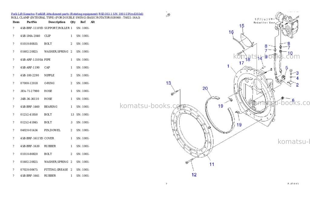 Komatsu rsd303-1 s/n 1001-up Parts catalog cover Page 5 Komatsu rsd303-1 s/n 1001-up Parts catalog cover Page 5