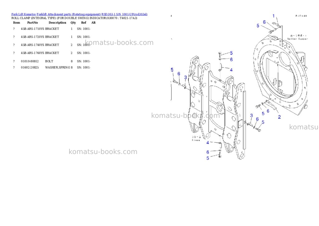 Komatsu rsd303-1 s/n 1001-up Parts catalog cover Page 6 Komatsu rsd303-1 s/n 1001-up Parts catalog cover Page 6