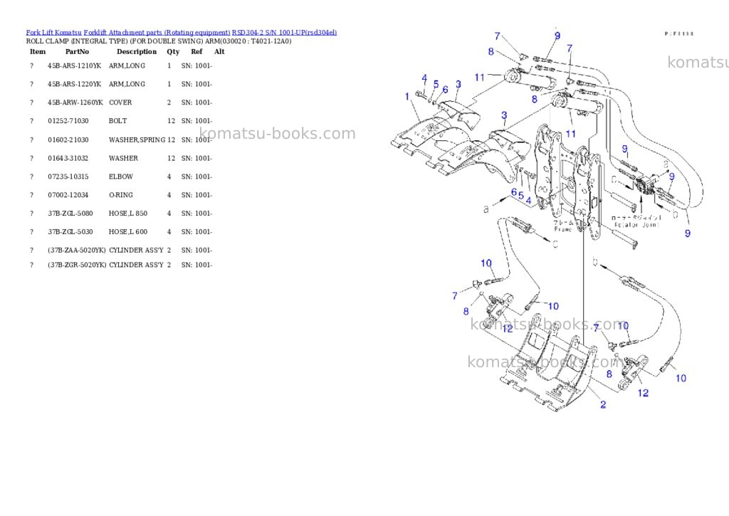 Komatsu rsd304-2 s/n 1001-up Parts catalog cover Komatsu rsd304-2 s/n 1001-up Parts catalog cover