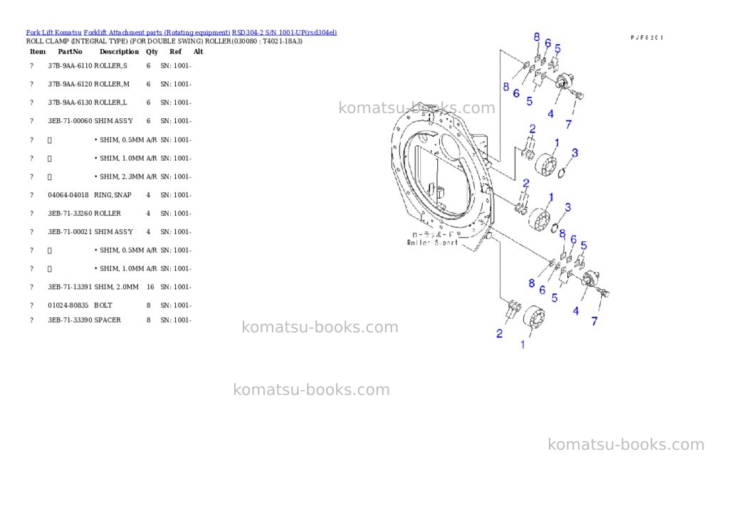 Komatsu rsd304-2 s/n 1001-up Parts catalog cover Page 7 Komatsu rsd304-2 s/n 1001-up Parts catalog cover Page 7