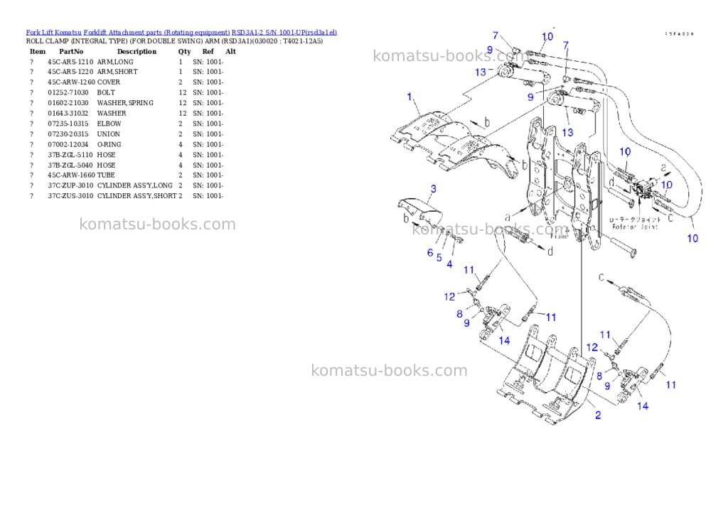 Komatsu RSD3A1-2 S/N 1001-UP Parts catalog cover Komatsu RSD3A1-2 S/N 1001-UP Parts catalog cover