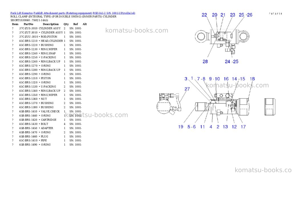 Komatsu RSD3A1-2 S/N 1001-UP Parts catalog cover Page 3 Komatsu RSD3A1-2 S/N 1001-UP Parts catalog cover Page 3