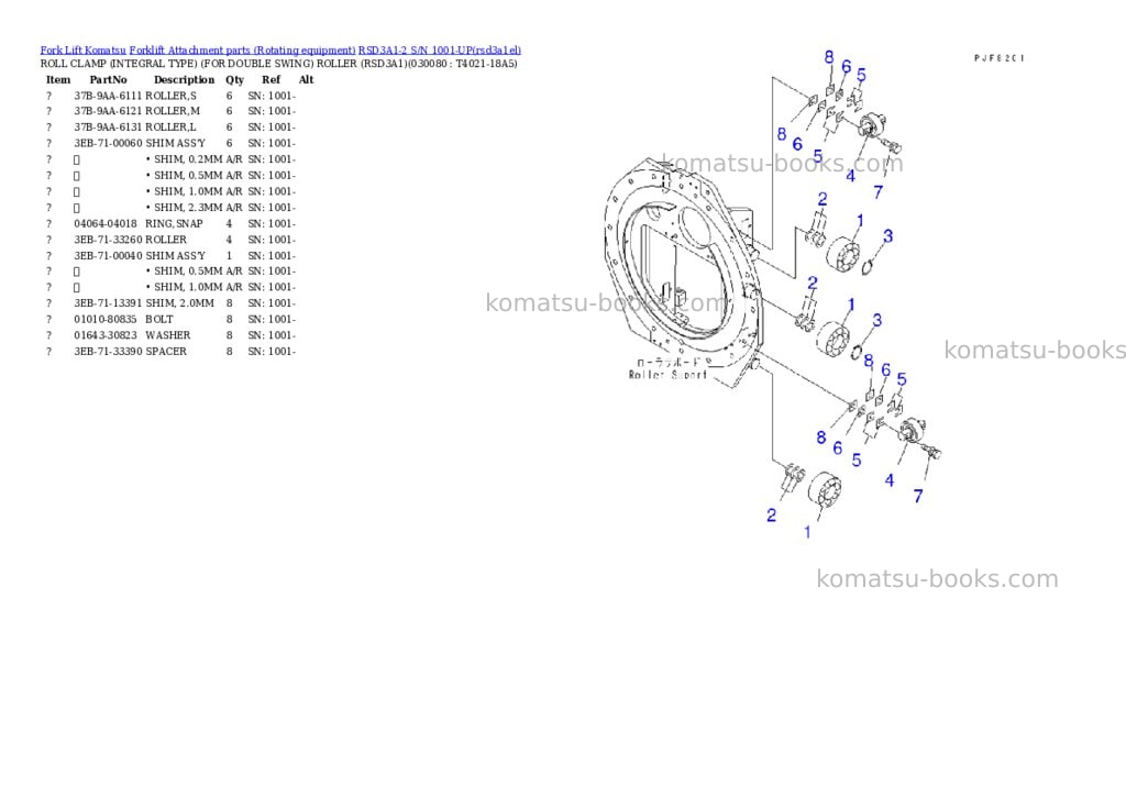 Komatsu RSD3A1-2 S/N 1001-UP Parts catalog cover Page 7 Komatsu RSD3A1-2 S/N 1001-UP Parts catalog cover Page 7