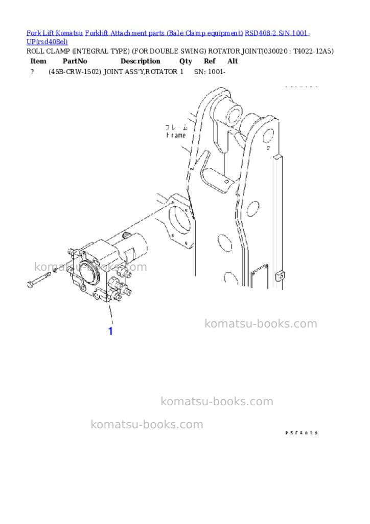 Komatsu RSD408-2 S/N 1001-UP Parts catalog cover Page 2 Komatsu RSD408-2 S/N 1001-UP Parts catalog cover Page 2
