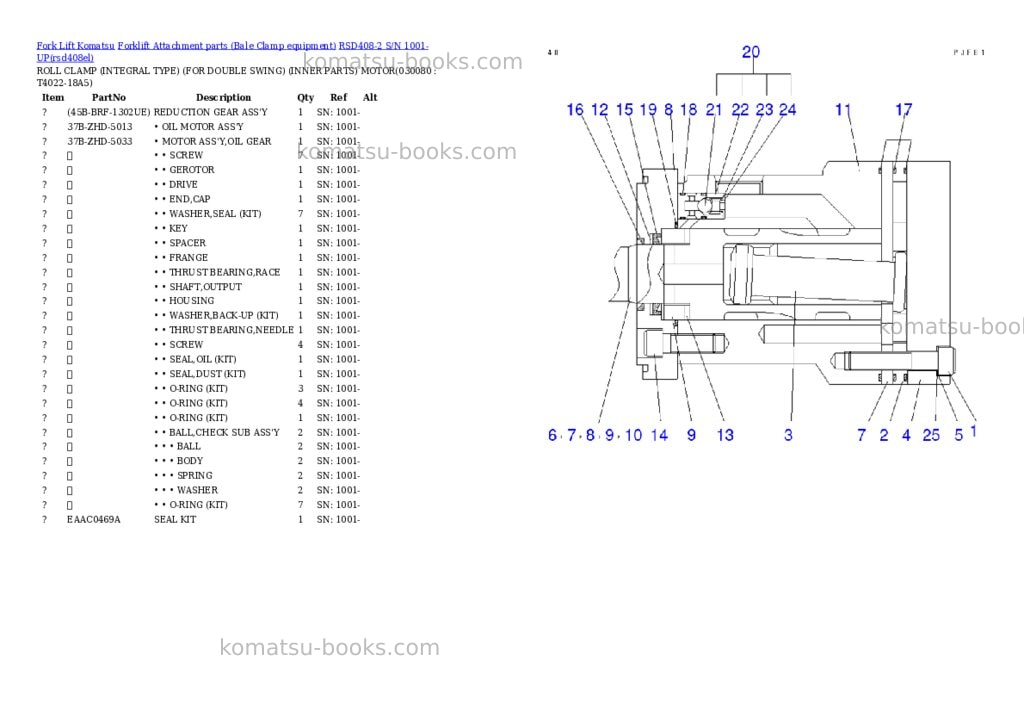 Komatsu RSD408-2 S/N 1001-UP Parts catalog cover Page 8 Komatsu RSD408-2 S/N 1001-UP Parts catalog cover Page 8
