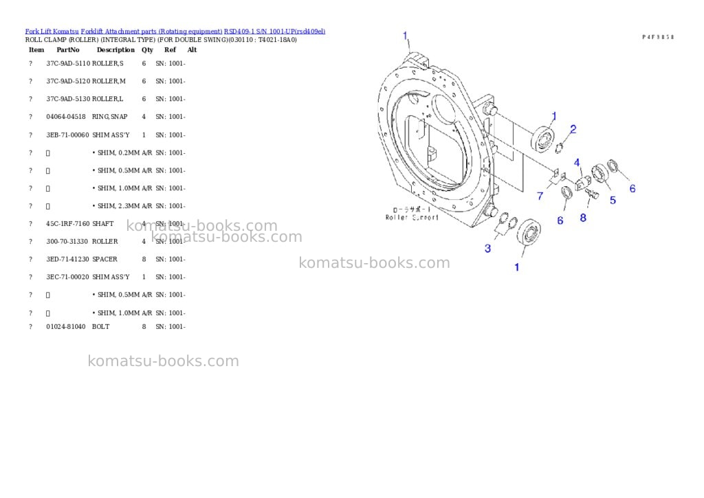 Komatsu rsd409-1 s/n 1001-up Parts catalog cover Page 10 Komatsu rsd409-1 s/n 1001-up Parts catalog cover Page 10