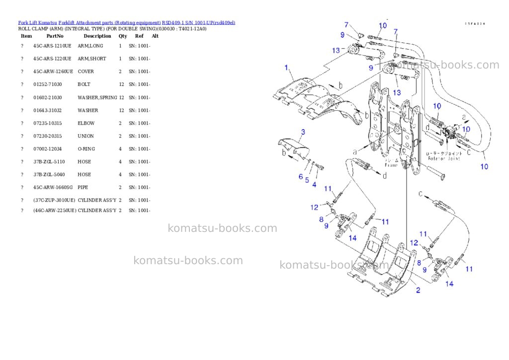 Komatsu rsd409-1 s/n 1001-up Parts catalog cover Page 2 Komatsu rsd409-1 s/n 1001-up Parts catalog cover Page 2