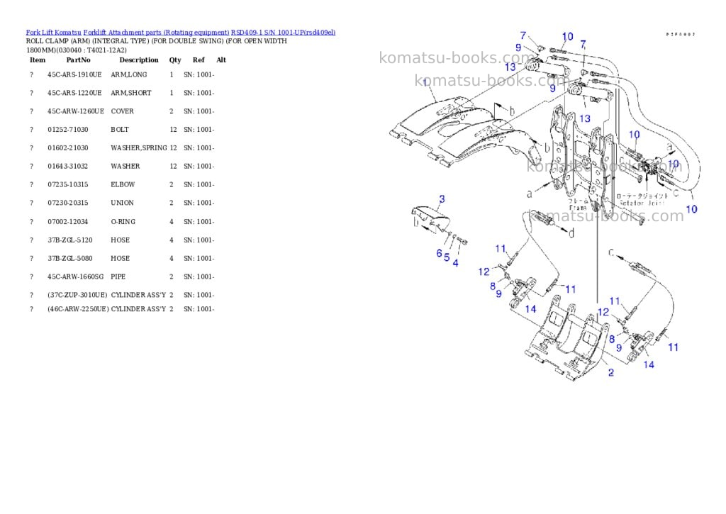 Komatsu rsd409-1 s/n 1001-up Parts catalog cover Page 3 Komatsu rsd409-1 s/n 1001-up Parts catalog cover Page 3