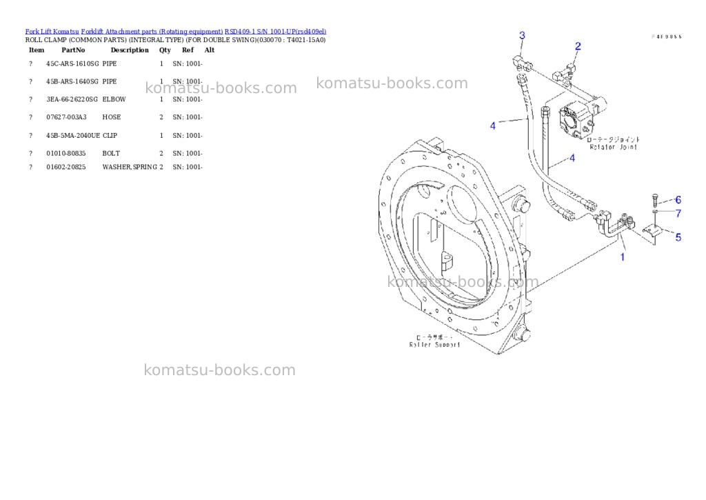 Komatsu rsd409-1 s/n 1001-up Parts catalog cover Page 6 Komatsu rsd409-1 s/n 1001-up Parts catalog cover Page 6