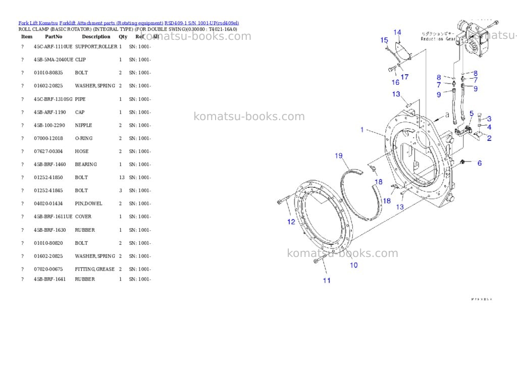 Komatsu rsd409-1 s/n 1001-up Parts catalog cover Page 7 Komatsu rsd409-1 s/n 1001-up Parts catalog cover Page 7