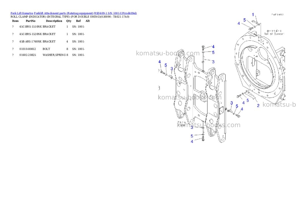 Komatsu rsd409-1 s/n 1001-up Parts catalog cover Page 8 Komatsu rsd409-1 s/n 1001-up Parts catalog cover Page 8
