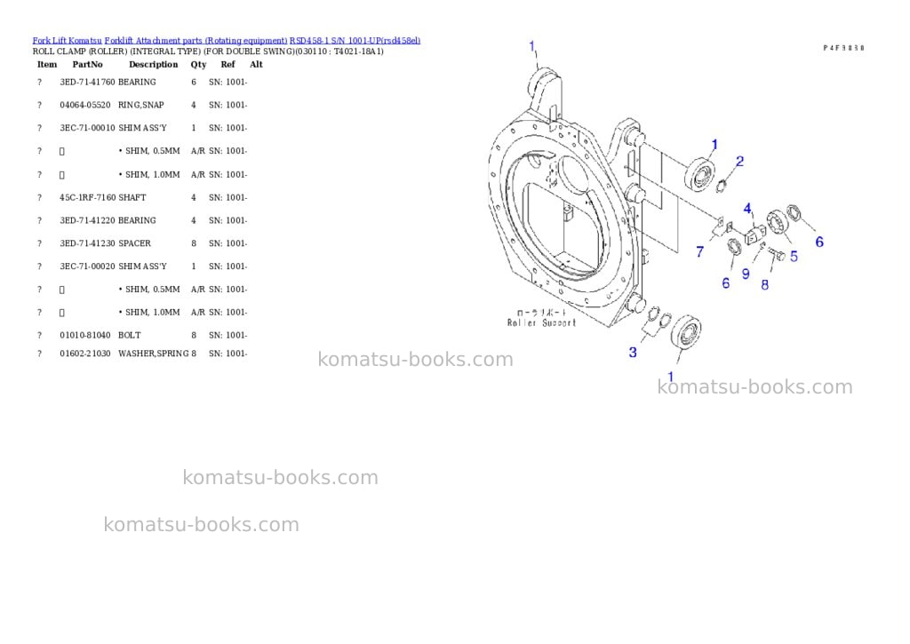 Komatsu rsd458-1 s/n 1001-up Parts catalog cover Page 10
