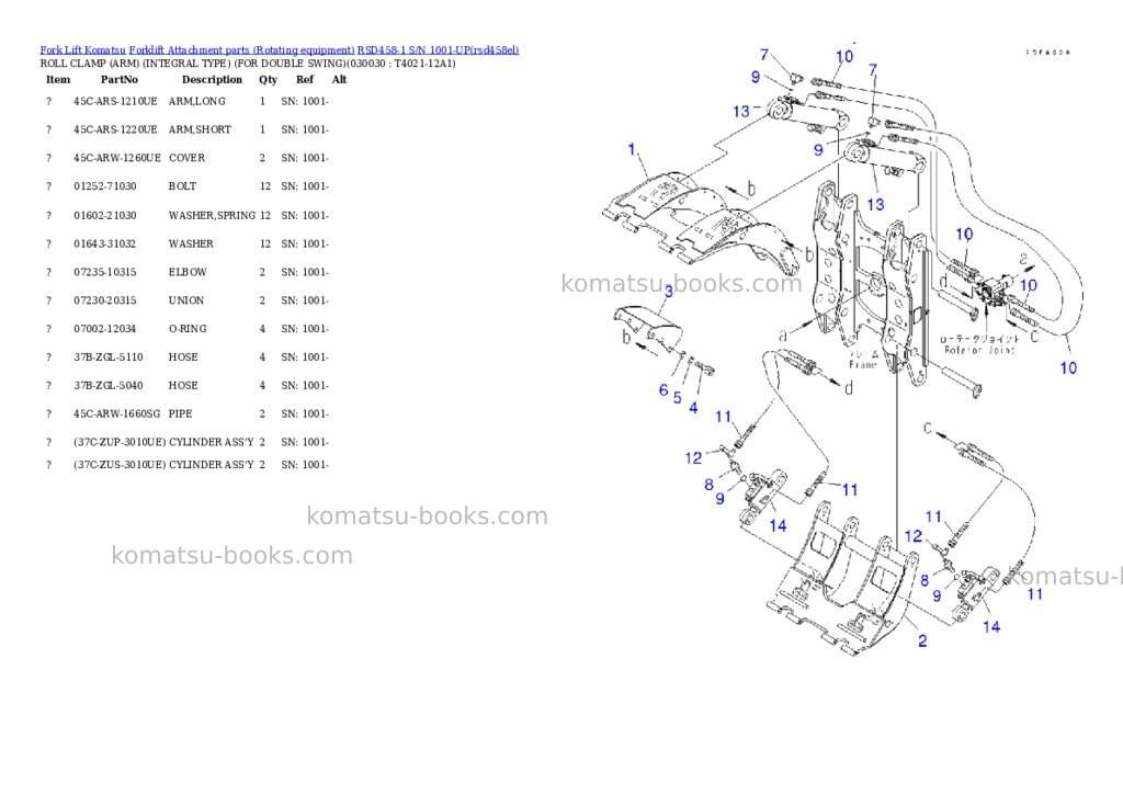Komatsu rsd458-1 s/n 1001-up Parts catalog cover Page 2