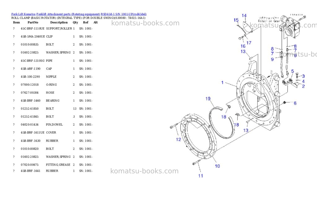 Komatsu rsd458-1 s/n 1001-up Parts catalog cover Page 7
