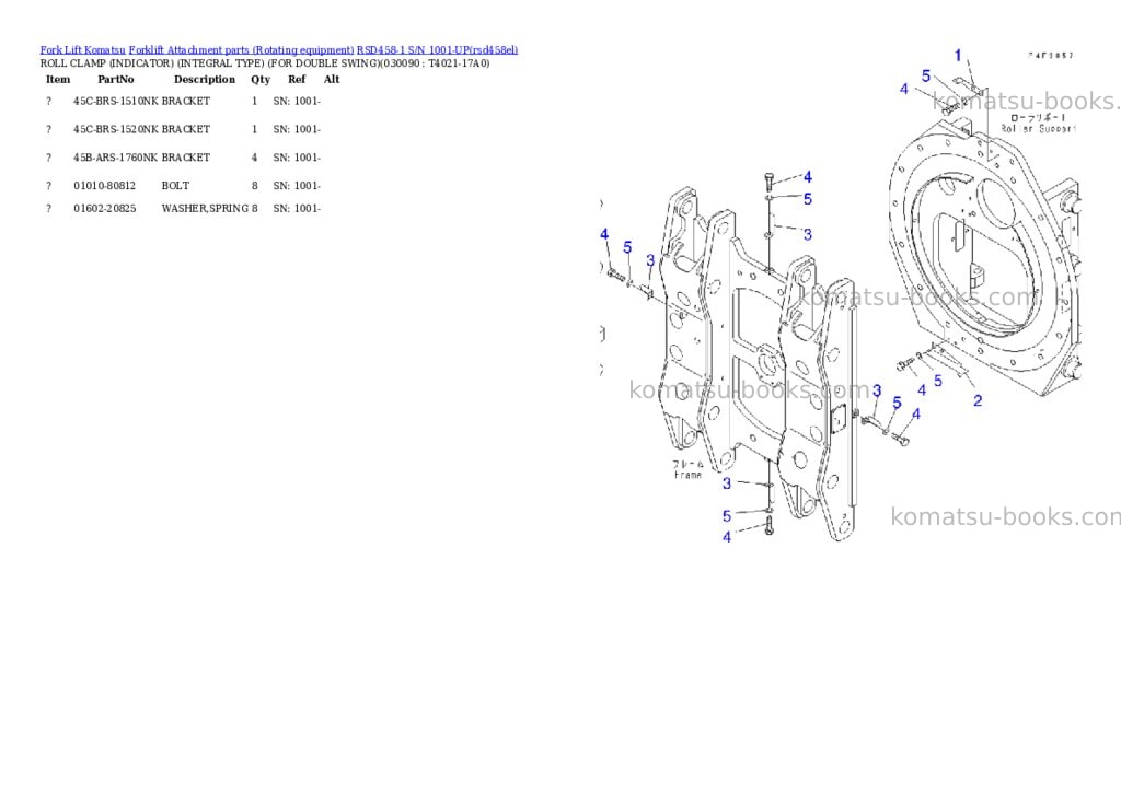 Komatsu rsd458-1 s/n 1001-up Parts catalog cover Page 8