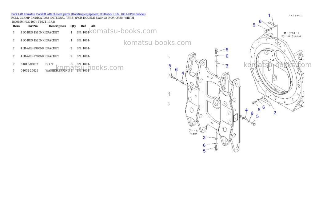 Komatsu rsd458-1 s/n 1001-up Parts catalog cover Page 9