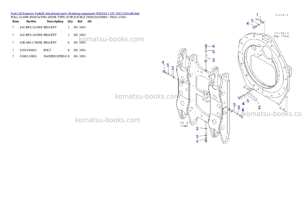 Komatsu rsd459-1 s/n 1001-up Parts catalog cover Page 5 Komatsu rsd459-1 s/n 1001-up Parts catalog cover Page 5