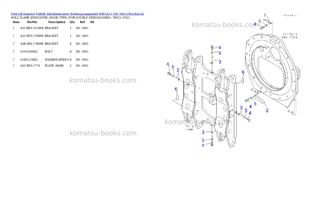 Komatsu rsd5a1-1 s/n 1001-up Parts catalog cover Page 5 Komatsu rsd5a1-1 s/n 1001-up Parts catalog cover Page 5