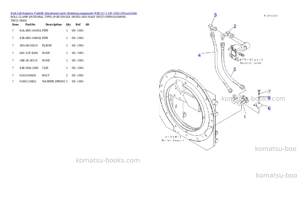 Komatsu rse157-1 s/n 1001-up Parts catalog cover Page 3 Komatsu rse157-1 s/n 1001-up Parts catalog cover Page 3