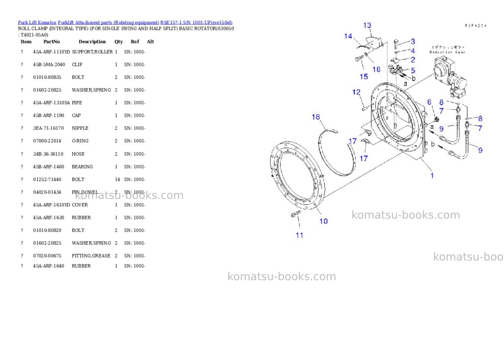Komatsu rse157-1 s/n 1001-up Parts catalog cover Page 4 Komatsu rse157-1 s/n 1001-up Parts catalog cover Page 4