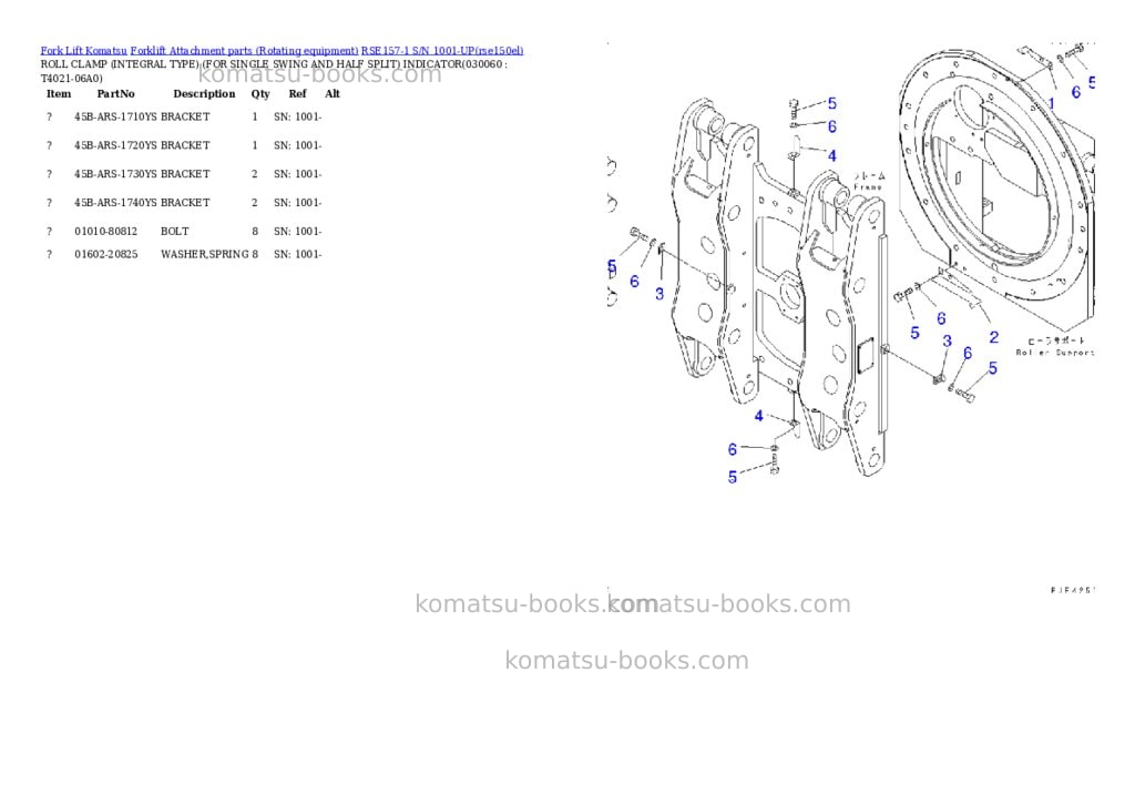 Komatsu rse157-1 s/n 1001-up Parts catalog cover Page 5 Komatsu rse157-1 s/n 1001-up Parts catalog cover Page 5