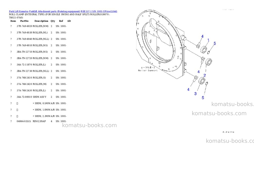 Komatsu rse157-1 s/n 1001-up Parts catalog cover Page 6 Komatsu rse157-1 s/n 1001-up Parts catalog cover Page 6