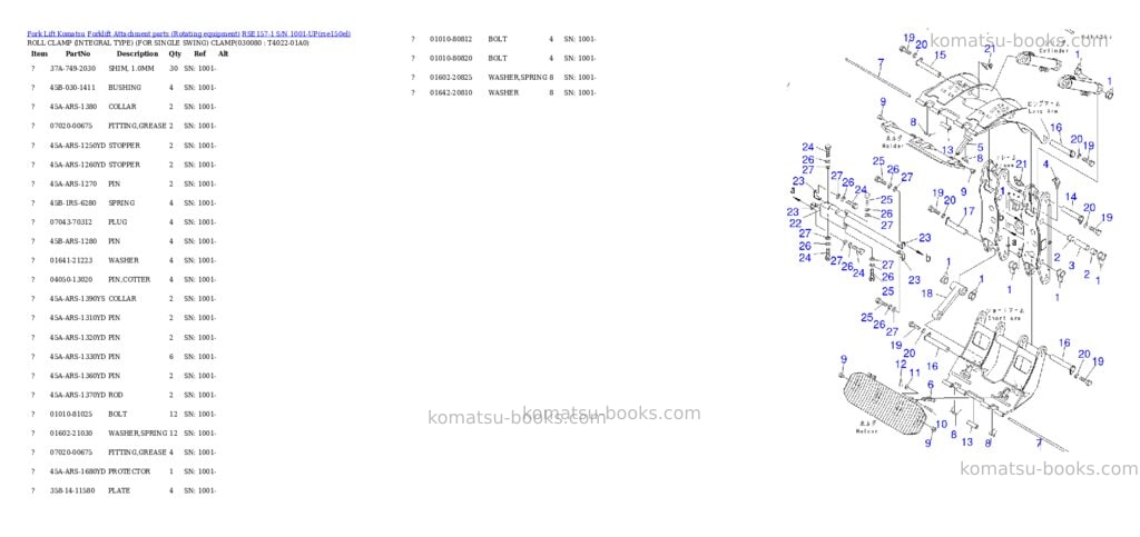 Komatsu rse157-1 s/n 1001-up Parts catalog cover Page 7 Komatsu rse157-1 s/n 1001-up Parts catalog cover Page 7