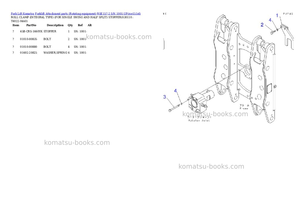 Komatsu rse157-2 s/n 1001-up Parts catalog cover Page 10