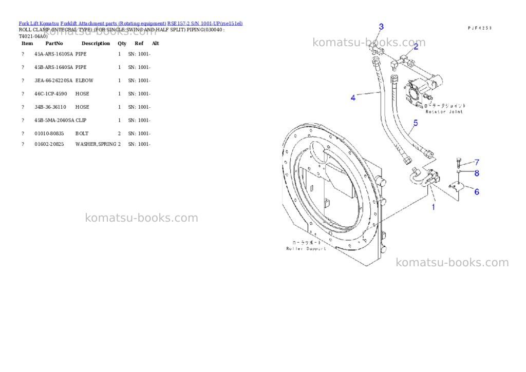 Komatsu rse157-2 s/n 1001-up Parts catalog cover Page 3